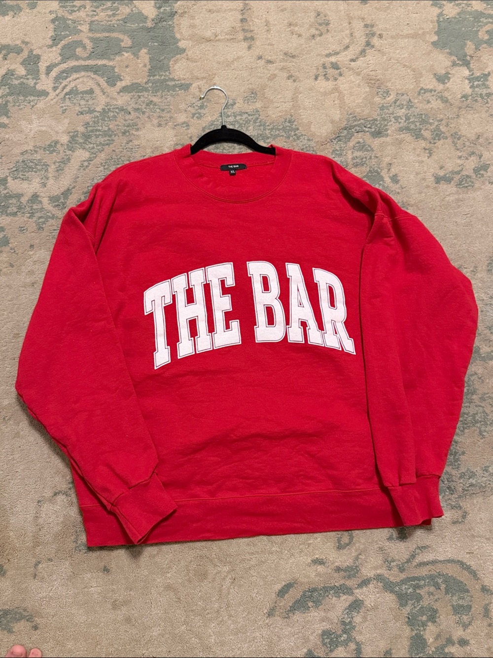 The Bar Red Crewneck Sweatshirt with White Arc Logo